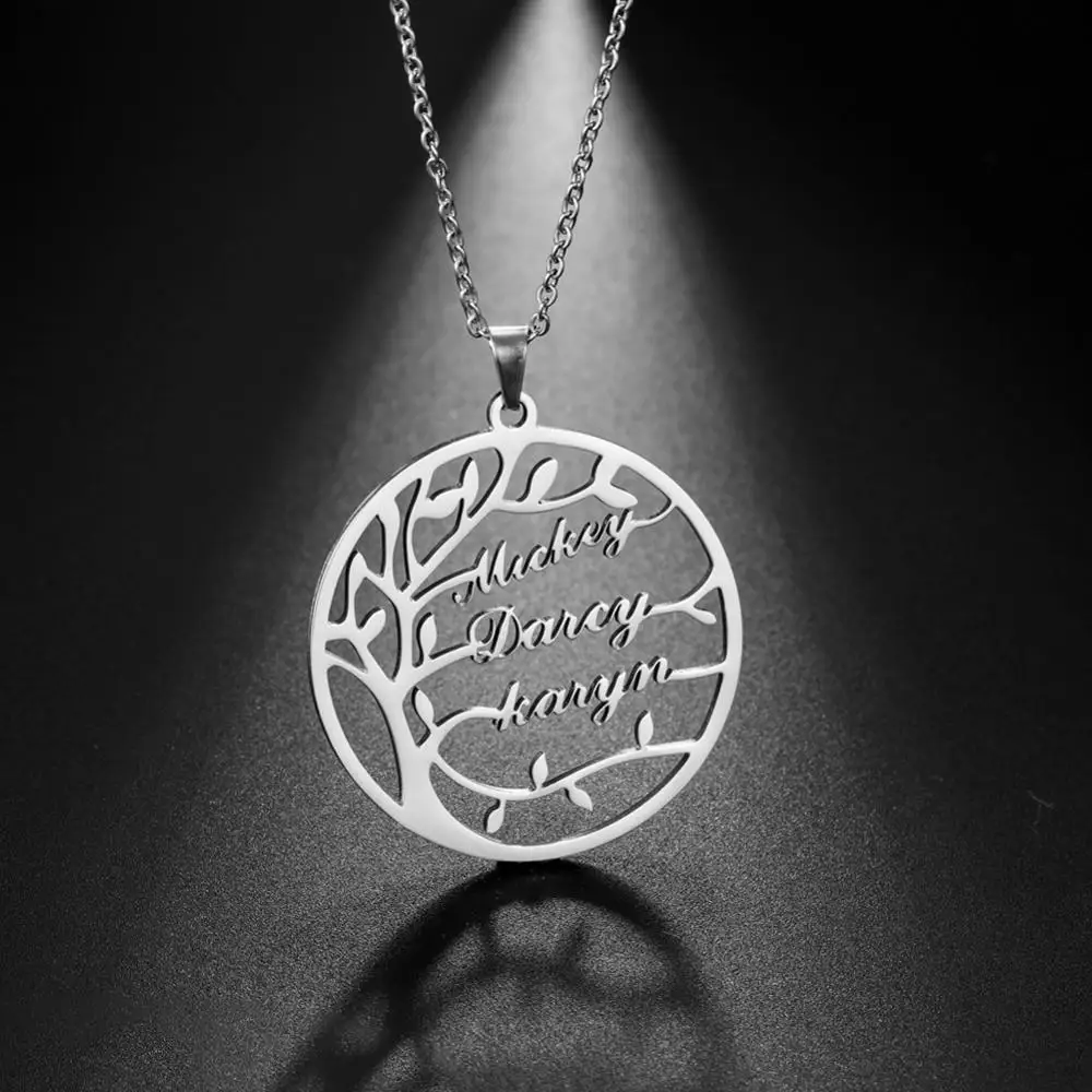 My Shape Custom Tree of Life Necklace Stainless Steel Family Name Customized Personalized Letter Round Pendant Necklaces Gift 
My Shape Custom Tree of Life Necklace Stainless Steel Family Name Customized Personalized Letter Round Pendant Necklaces Gift