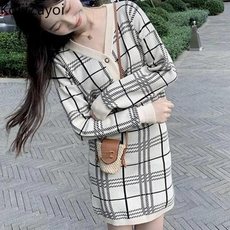 Женский винтажный клетчатый костюм Koijizayoi из двух предметов, повседневный Свободный кардиган, короткая юбка мини, весенне-осенний женский к...
Женский винтажный клетчатый костюм Koijizayoi из двух предметов, повседневный Свободный кардиган, короткая юбка мини, весенне-осенний женский к...