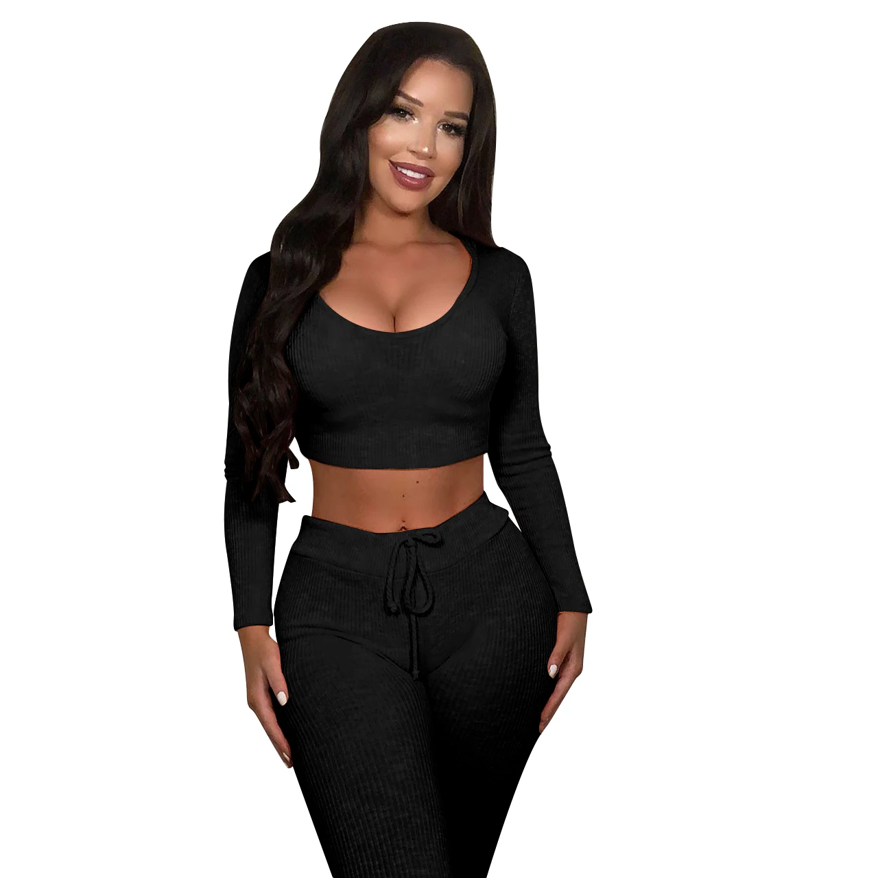 Women's Hooded Knitting Set Long Sleeve Round Collar Elastic Crop Top High Waist Tight Trousers Tracksuit Set
Women's Hooded Knitting Set Long Sleeve Round Collar Elastic Crop Top High Waist Tight Trousers Tracksuit Set