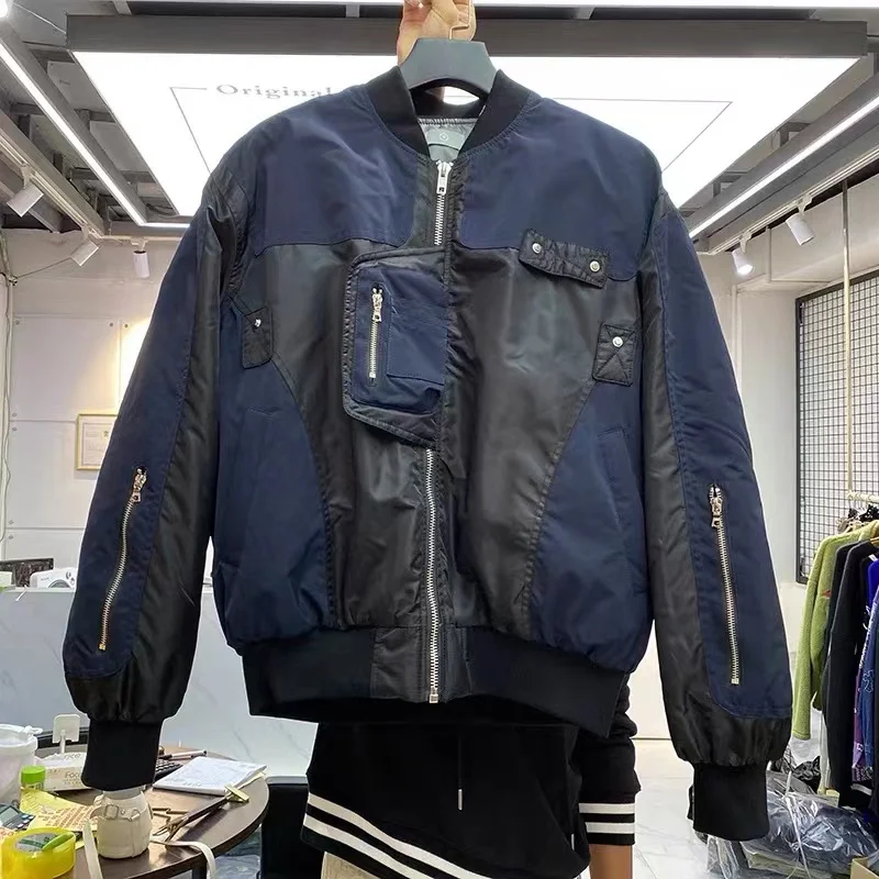 Padded padded padded jacket with zippered patchwork colors, and a short jacket with a loose jacket for pilots
Padded padded padded jacket with zippered patchwork colors, and a short jacket with a loose jacket for pilots