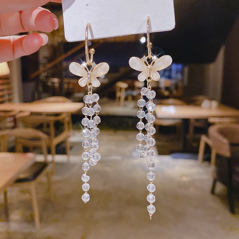 Women Butterfly Earrings Korean Fashion Temperament Long Tassel Drop Earrings Ear Jewelry Girls Party Gift
Women Butterfly Earrings Korean Fashion Temperament Long Tassel Drop Earrings Ear Jewelry Girls Party Gift
