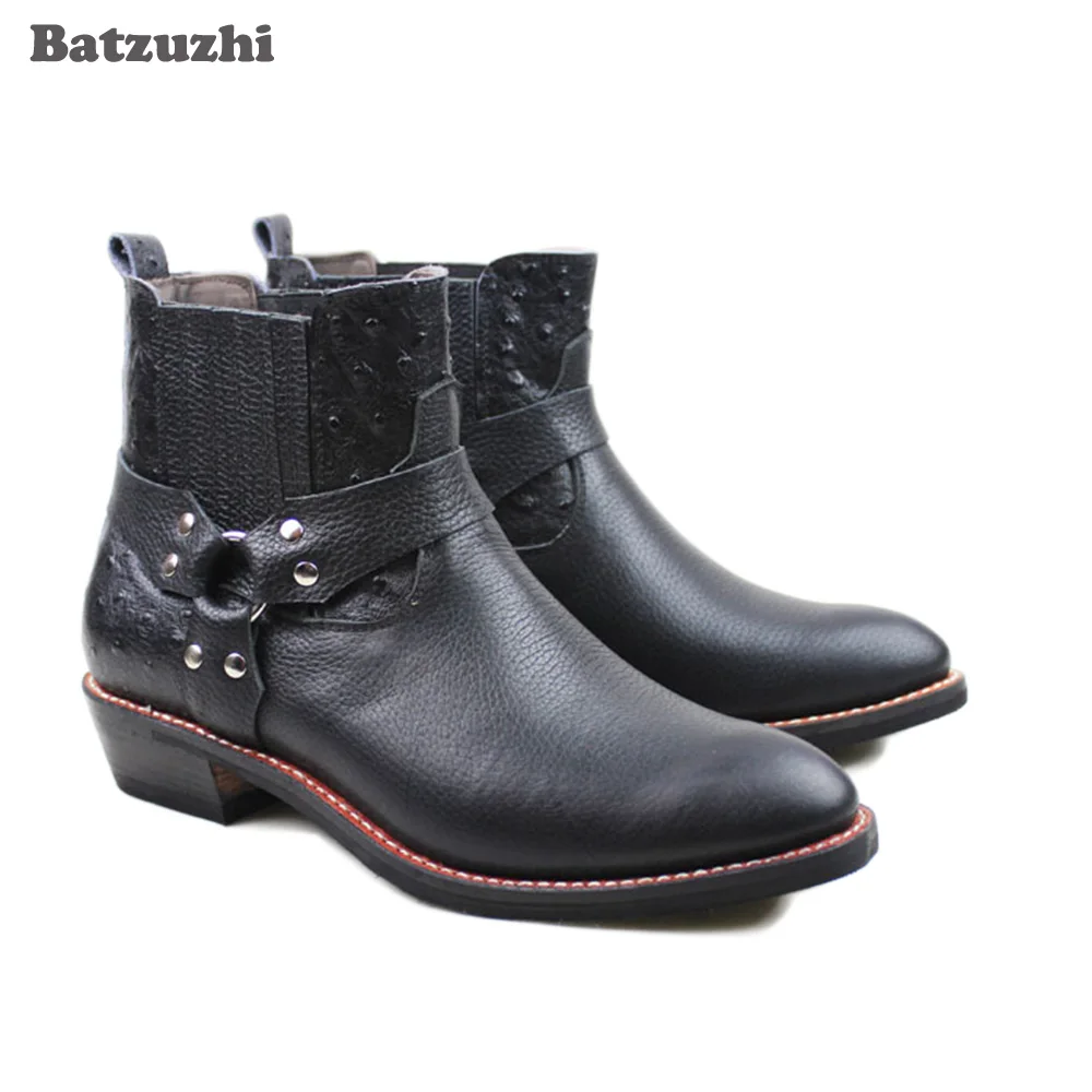 Handmade Boots Men Pointed Toe Black Genuine Leather Boots Men Rock Cowboy Ankle Boots Buckle Motorcycle/Riding Botas Hombre!
Handmade Boots Men Pointed Toe Black Genuine Leather Boots Men Rock Cowboy Ankle Boots Buckle Motorcycle/Riding Botas Hombre!