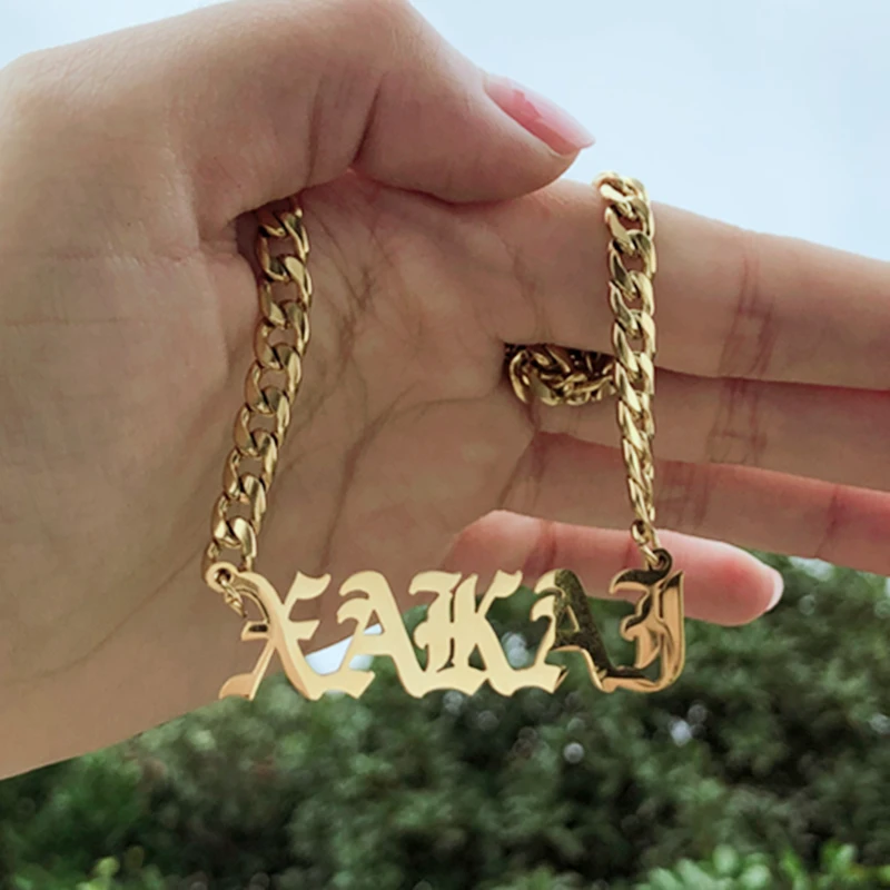 Custom Customized Collares Para Mujer Name Letter Stainless Steel Necklace Pendants Personized Bijoux Femme Cuban Chain Choker
Custom Customized Collares Para Mujer Name Letter Stainless Steel Necklace Pendants Personized Bijoux Femme Cuban Chain Choker