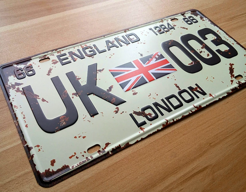 SYF-A136 Retro license Car plates " UK-003 london England " vintage metal tin signs garage painting plaque Sticker 15x30cm
SYF-A136 Retro license Car plates " UK-003 london England " vintage metal tin signs garage painting plaque Sticker 15x30cm
