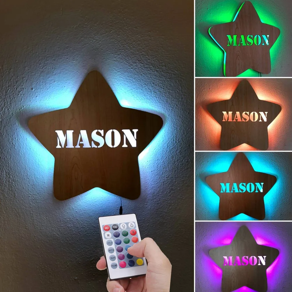 Personalized Star LED Night Light Custom Name Wood Wall Lamp for Kids Birthday Party Gifts Home Decor Adjustable Brightness
Personalized Star LED Night Light Custom Name Wood Wall Lamp for Kids Birthday Party Gifts Home Decor Adjustable Brightness
