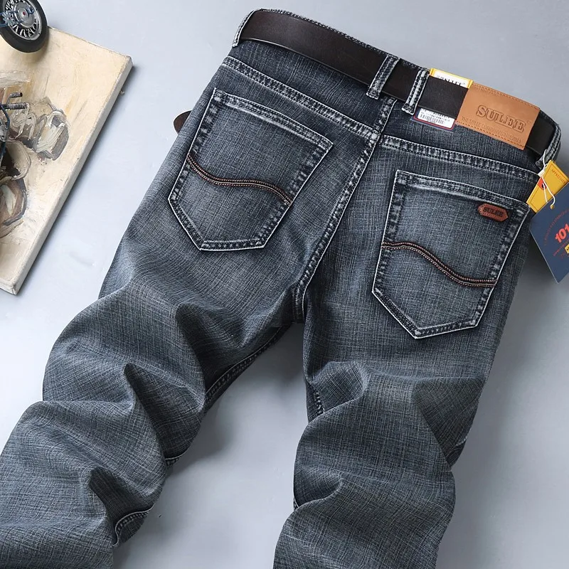 

Sulee Top Brand Men Jeans Moustache Effect Mid Rise Denim Jeans Medium Calca Jeans Masculina