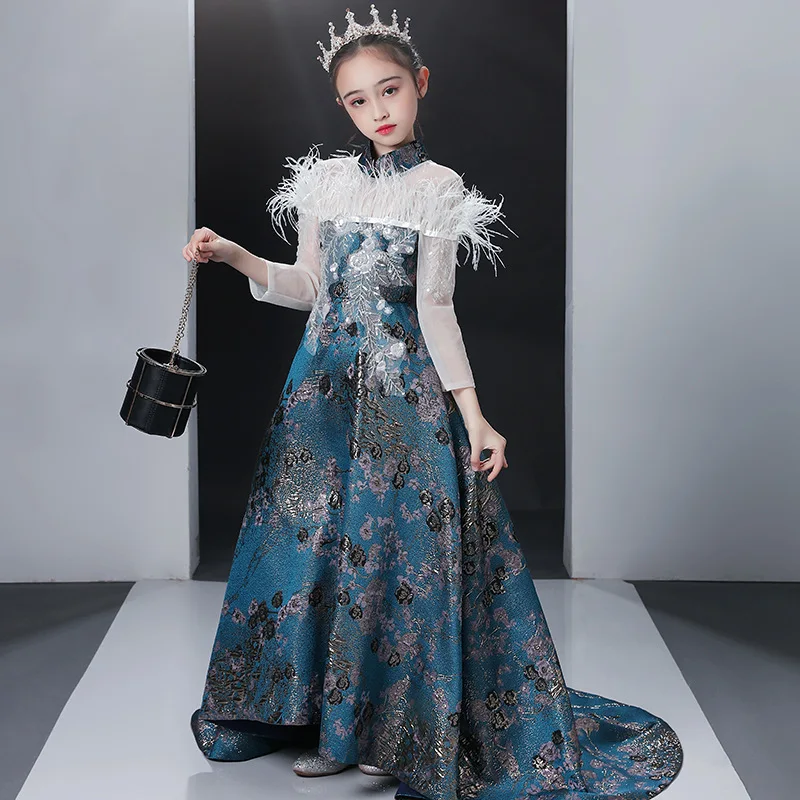 New Arrival 2021 Flower Party Ball Gown Dresses for Girl Kids Feather High Neck Three Quarter Gril Pageant Dress
New Arrival 2021 Flower Party Ball Gown Dresses for Girl Kids Feather High Neck Three Quarter Gril Pageant Dress