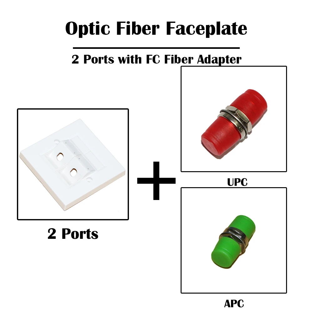 

2 Ports FC Optic Fiber Faceplate with Adapter FTTD FTTH Networking Ethernet UPC/APC Simplex