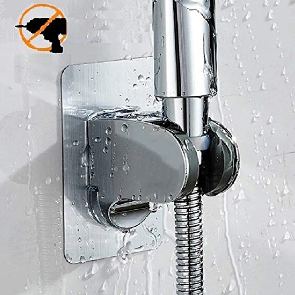 

Plating Shower Head Holder 7 Gear Adjustable Holder No Drilling Pressure Shower Head Nozzle Traceless Bracket Stands