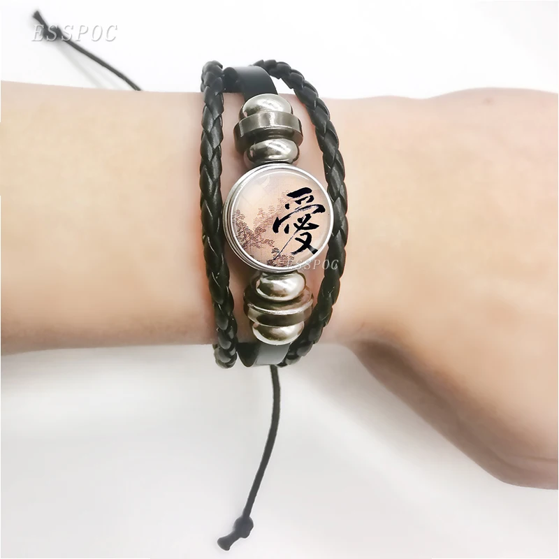 Модные ювелирные изделия из смолы подвеска в виде сердца Kanji японский черный