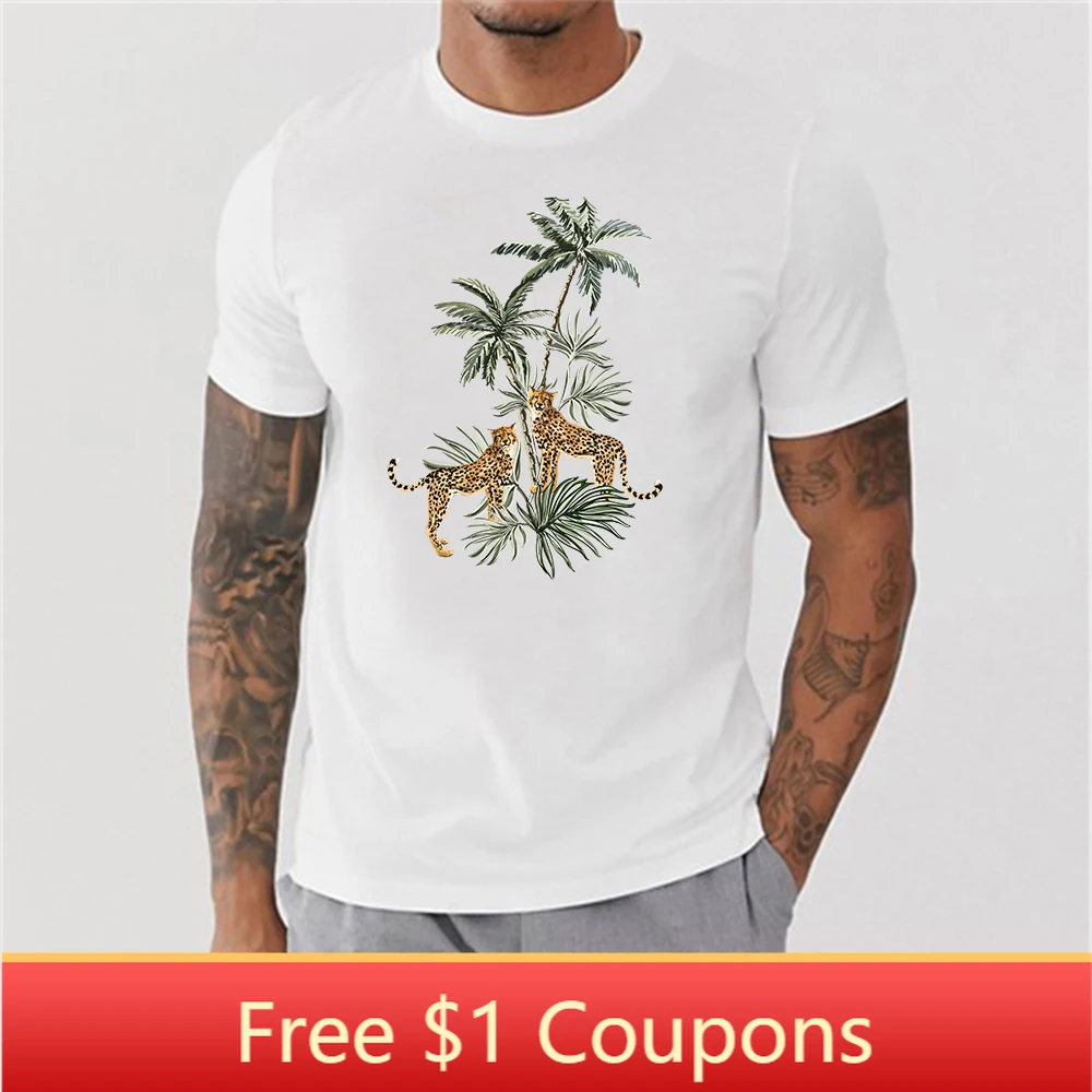 Beach Summer Leopard Print T shirt Men 100% Cotton Brand White T-shirt Plus Size O-Neck Casual Style Men tshirt 2019
Beach Summer Leopard Print T shirt Men 100% Cotton Brand White T-shirt Plus Size O-Neck Casual Style Men tshirt 2019