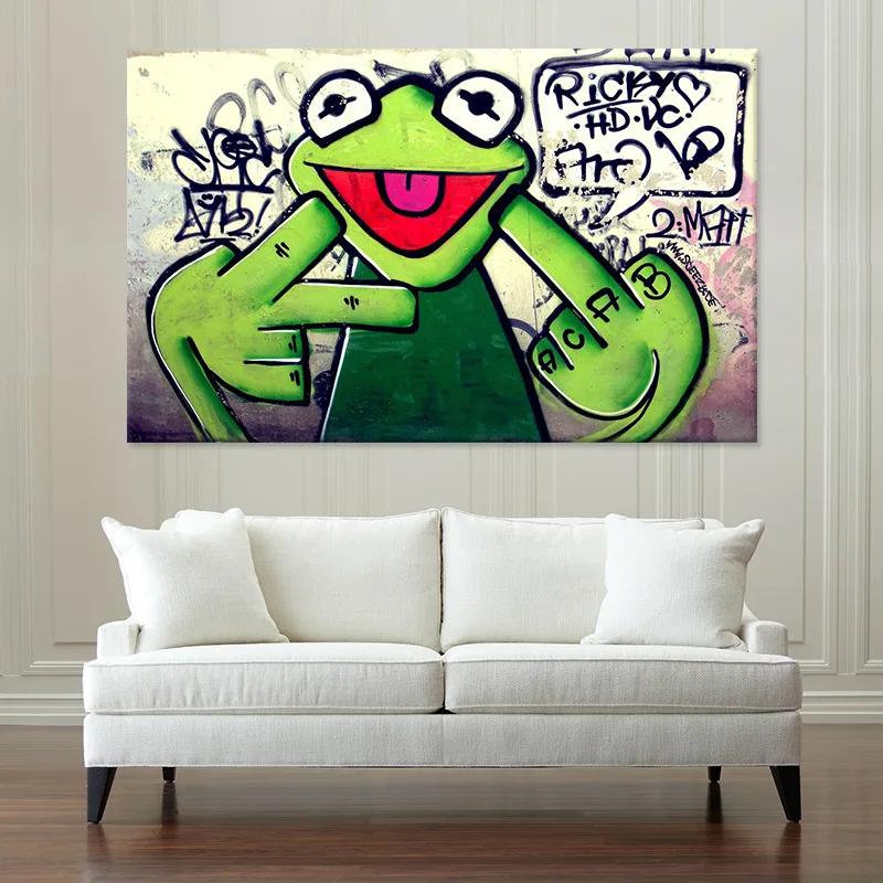 Уличный граффити искусство лягушка Kermit постер печать холст картина животное