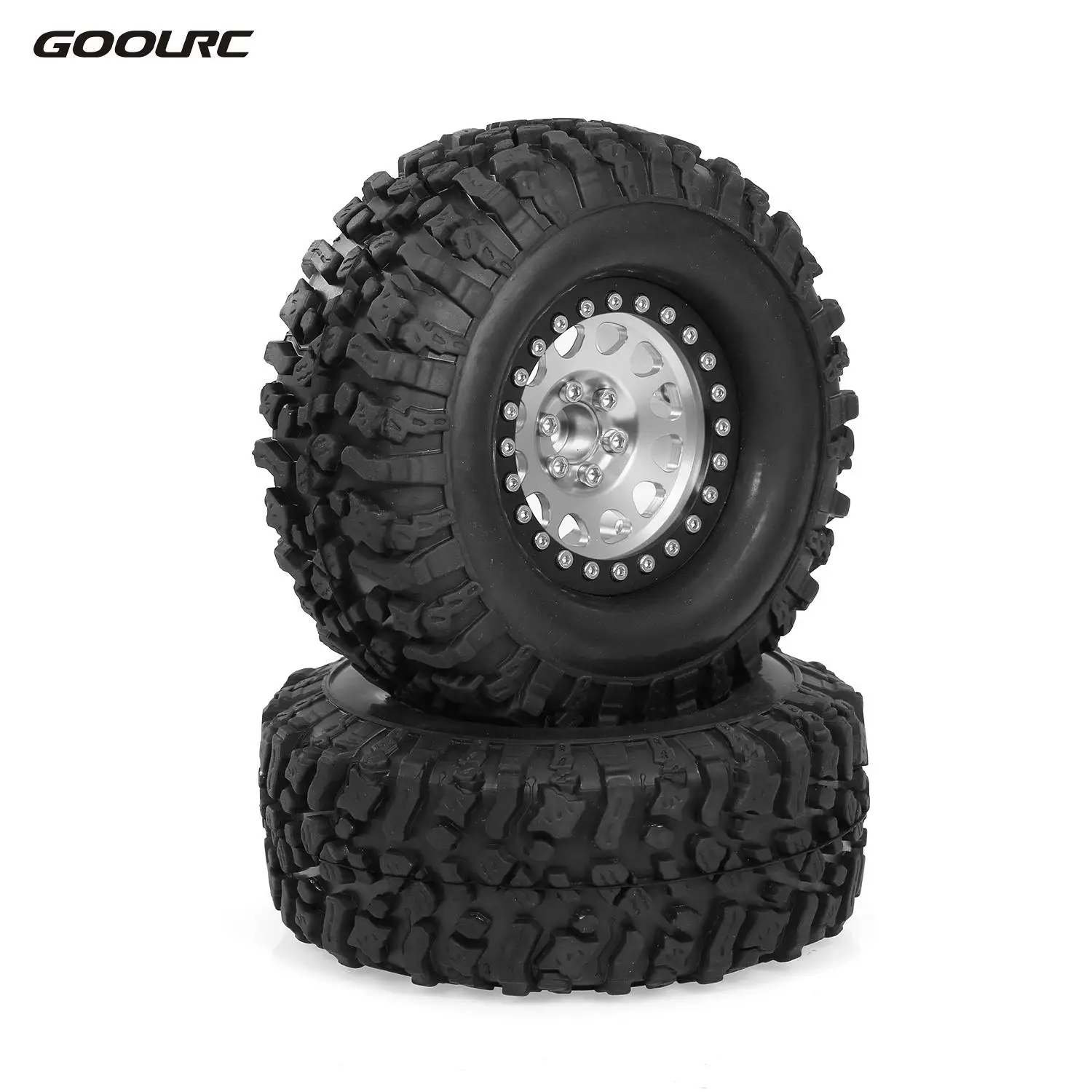 GoolRC 2 шт. Высокая рукоятка дюйма RC Резиновые шины сплав Beadlock диски колеса для Traxxas