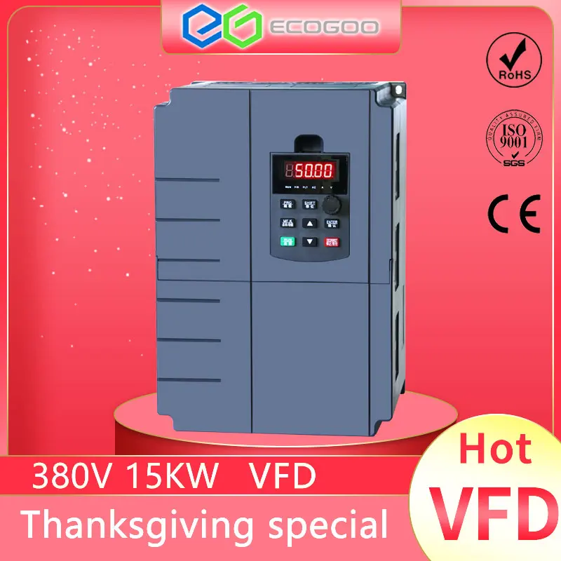 

Frequency Inverter 15KW VFD 20HP 3Ph Speed control Output 380V 32A 500Hz Motor Drive VFD for Lathe 3 Phase Asynchronous Motor