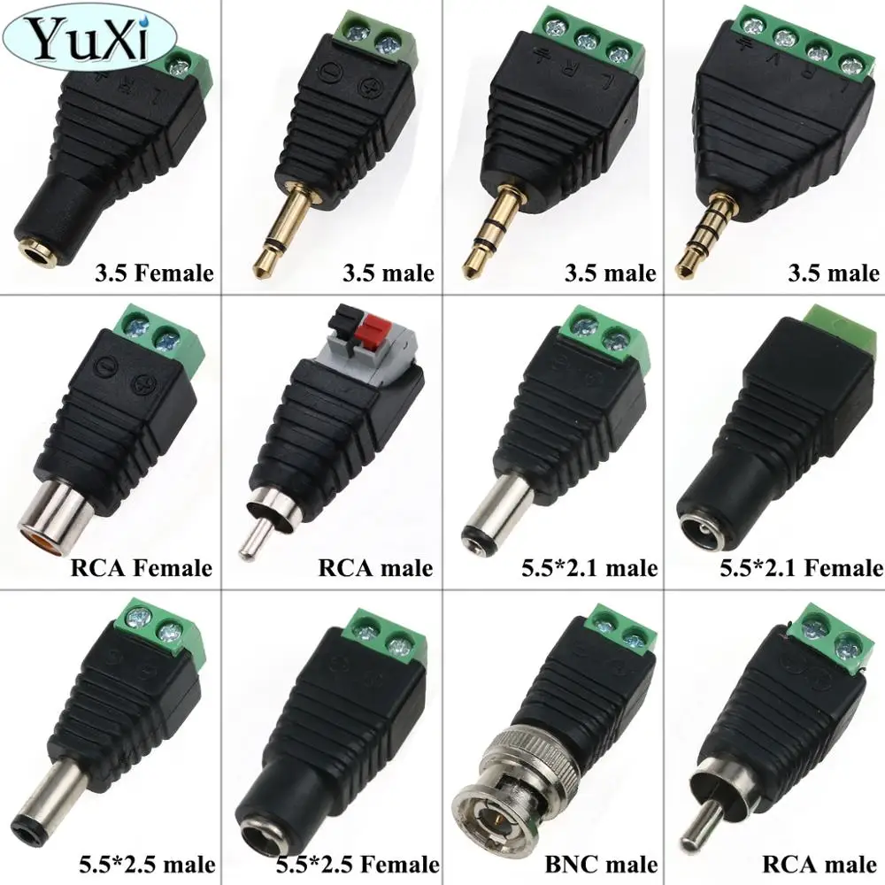 Стерео адаптер YuXi 3 5 мм разъем 6 35 RCA аудио Моно-канальный штекер для завинчивания