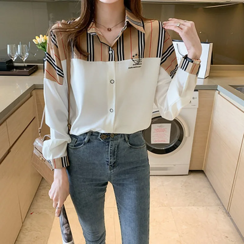 2021 women's casual fashion shirt lapel long sleeve striped bottoming shirt chiffon blouses femme camisas de mujer tops zaraing
2021 women's casual fashion shirt lapel long sleeve striped bottoming shirt chiffon blouses femme camisas de mujer tops zaraing