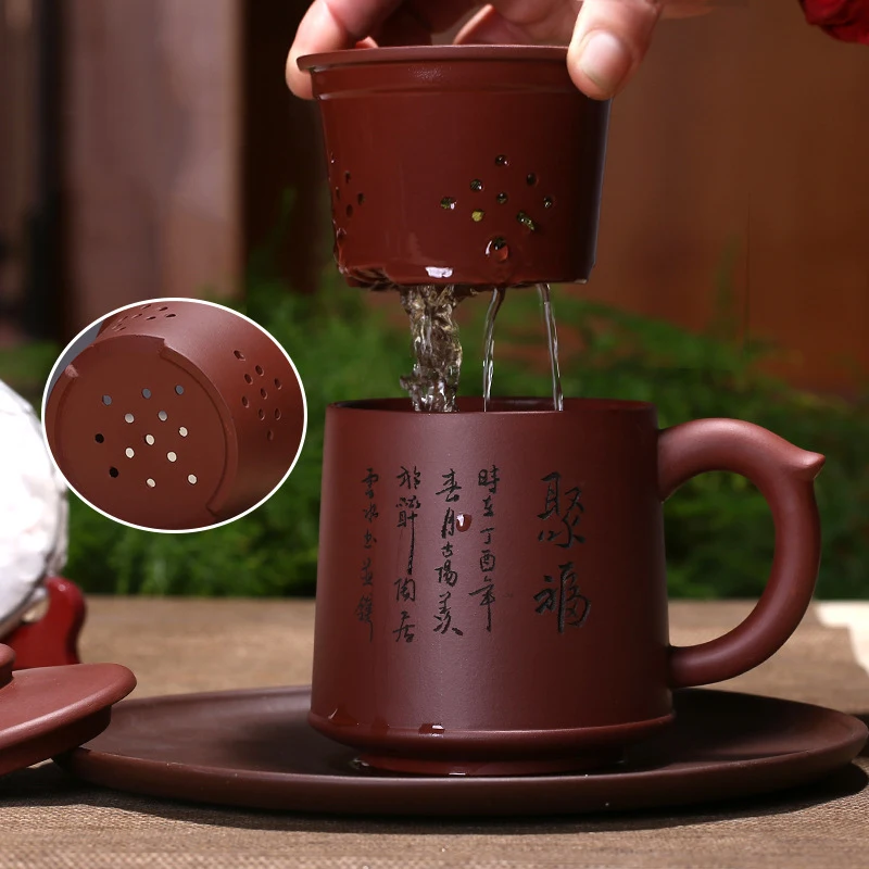 

Китайский чайный набор ручной работы Yixing Zisha, 450 мл, чайный горшок, ручная работа, Фиолетовый Глиняный чай гунг-фу, Gaiwan, бесплатная доставка