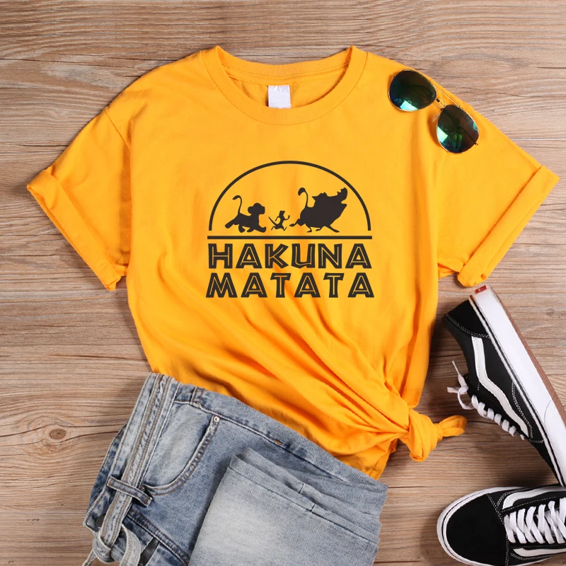 Hakuna Matata/Футболки с буквенным принтом милая Футболка короля льва Симбы женские
