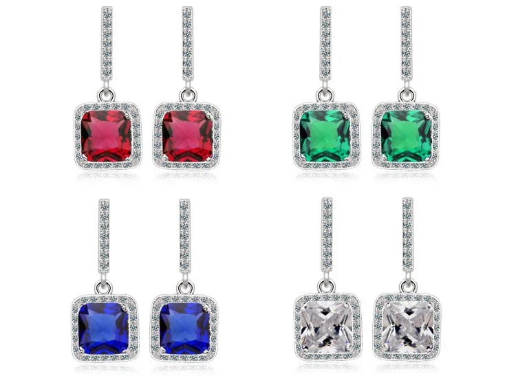 925 Sterling Silver Dangle Drop long Earring for women girl blue green red wedding Christmas gifts lover wholesale Jewelry e505
925 Sterling Silver Dangle Drop long Earring for women girl blue green red wedding Christmas gifts lover wholesale Jewelry e505