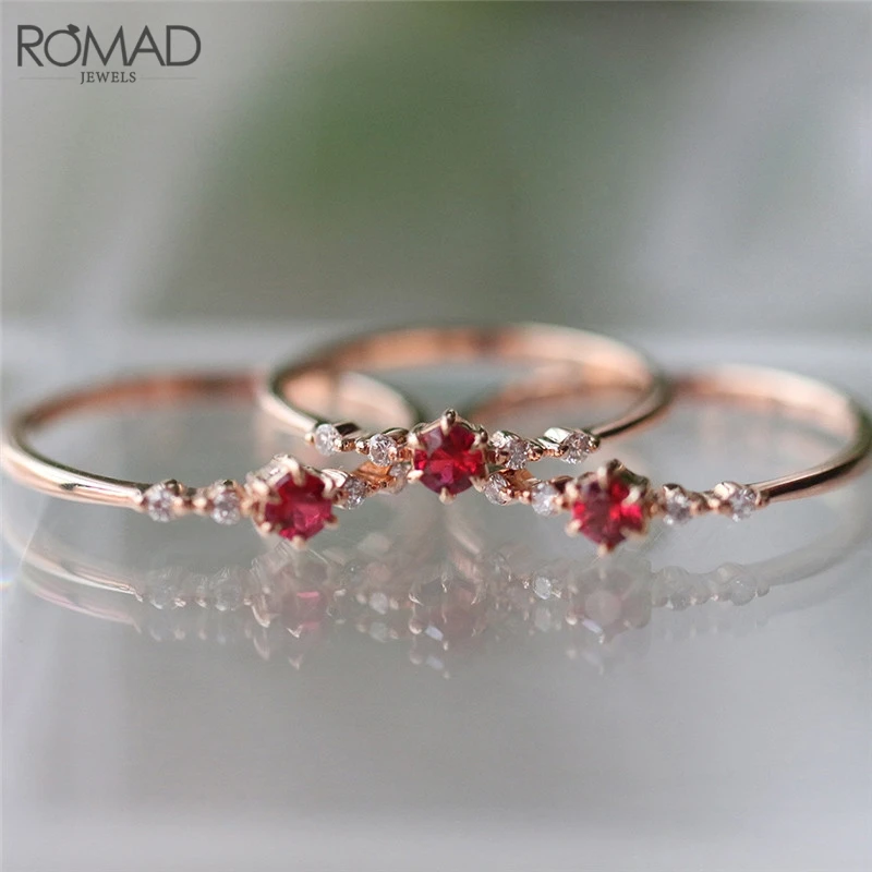 ROMAD Delicate Red CZ Crystal Engagement Rings for Women Bridal Rings Wedding Jewelry Female Dainty Thin Finger Rings Gifts R50
ROMAD Delicate Red CZ Crystal Engagement Rings for Women Bridal Rings Wedding Jewelry Female Dainty Thin Finger Rings Gifts R50