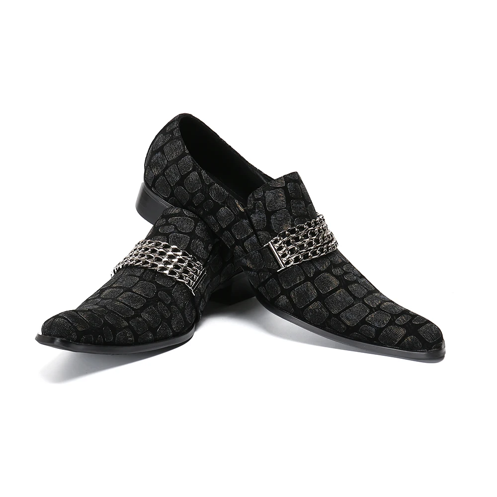Christia Bella Unique Design Chain Black Leather Pointed Toe Men's Real Leather Shoes Evening Party Prom Male Dance Dress Shoes 
Christia Bella Unique Design Chain Black Leather Pointed Toe Men's Real Leather Shoes Evening Party Prom Male Dance Dress Shoes