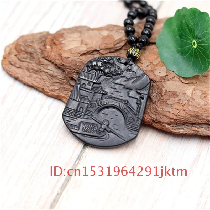 Accessories Natural Jewelry Jade Chinese Green Necklace Charm Amulet Carved Landscape Obsidian Gifts Men Pendant for Black
Accessories Natural Jewelry Jade Chinese Green Necklace Charm Amulet Carved Landscape Obsidian Gifts Men Pendant for Black