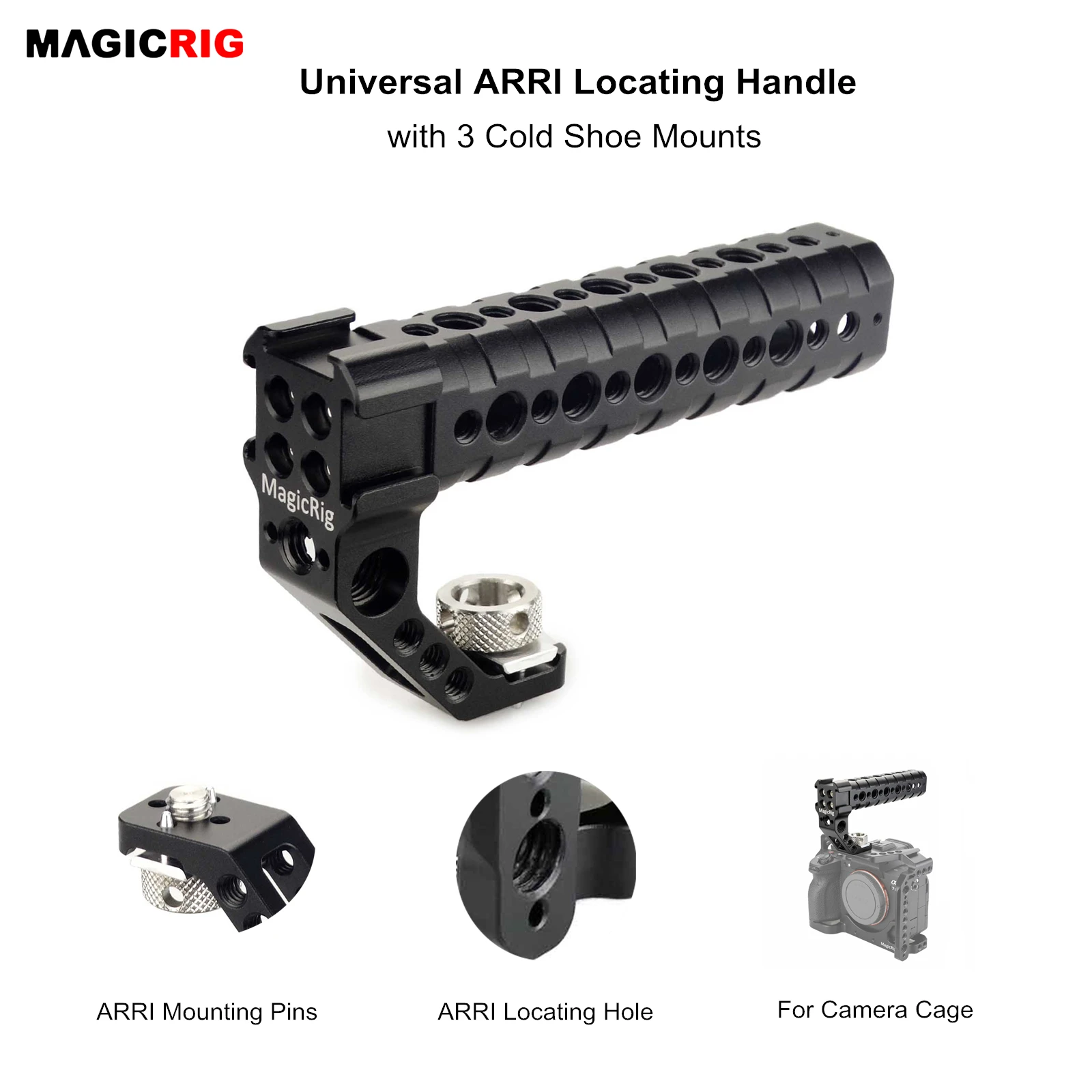 MAGICRIG Верхняя ручка Боковая Arri с 3 креплениями для холодного башмака A7SIII A7RIII A7III A6600