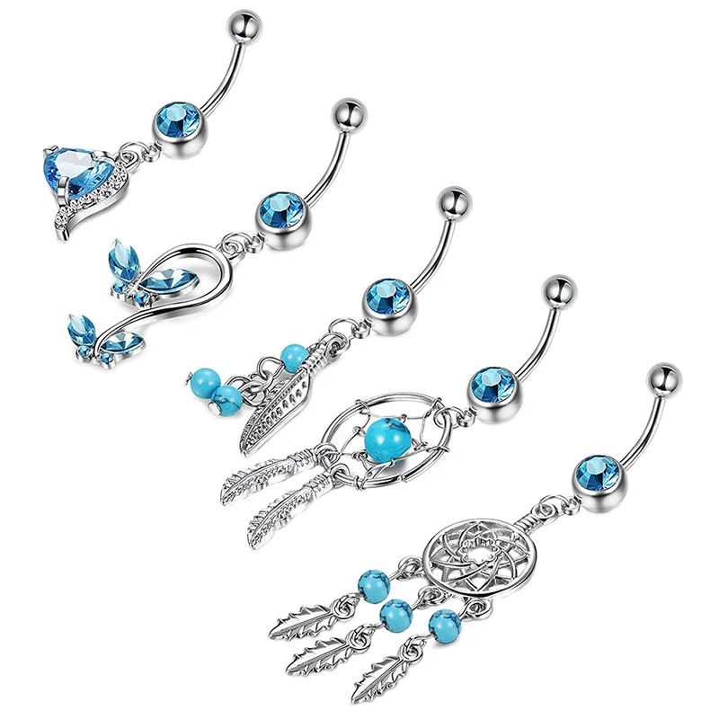 5Pcs/Set Stainless Steel Blue Crystal Dream Catcher Belly Button Ring Navel Piercing JewelryBody Jewelry
5Pcs/Set Stainless Steel Blue Crystal Dream Catcher Belly Button Ring Navel Piercing JewelryBody Jewelry