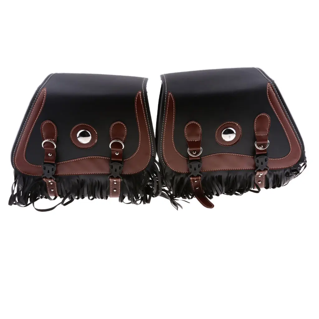 

Studded Leather Motorcycle Tassels SaddleBags Panniers Luggage