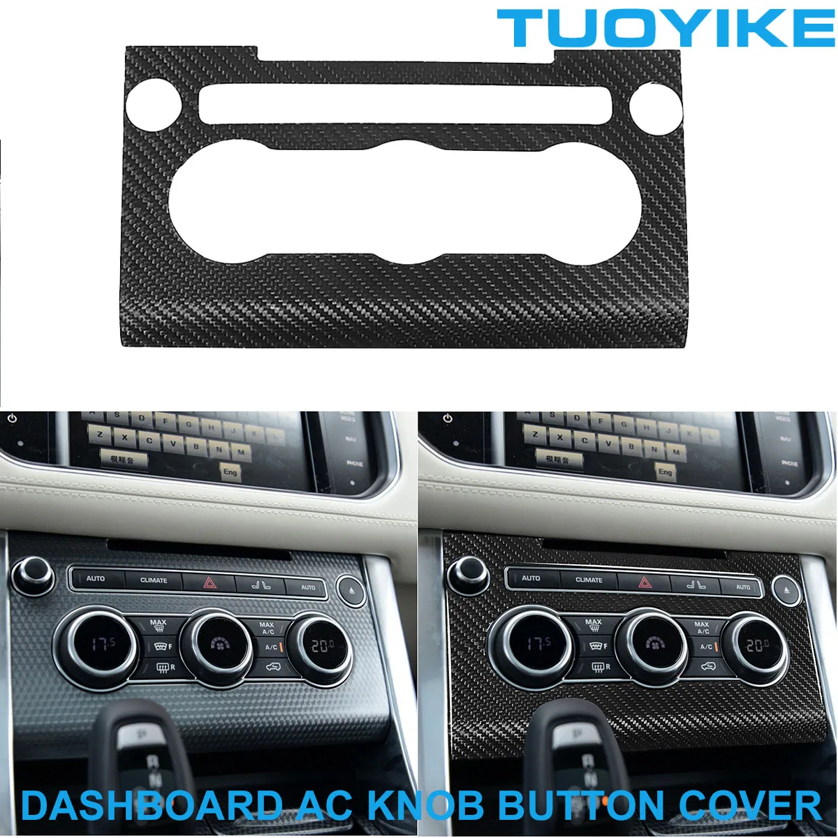 

Carbon Fiber Dashboard AC Air Conditioner Switch Button Knob Frame Cover For Land Rover Range Rover Sport Evoque Discovery 14-17
