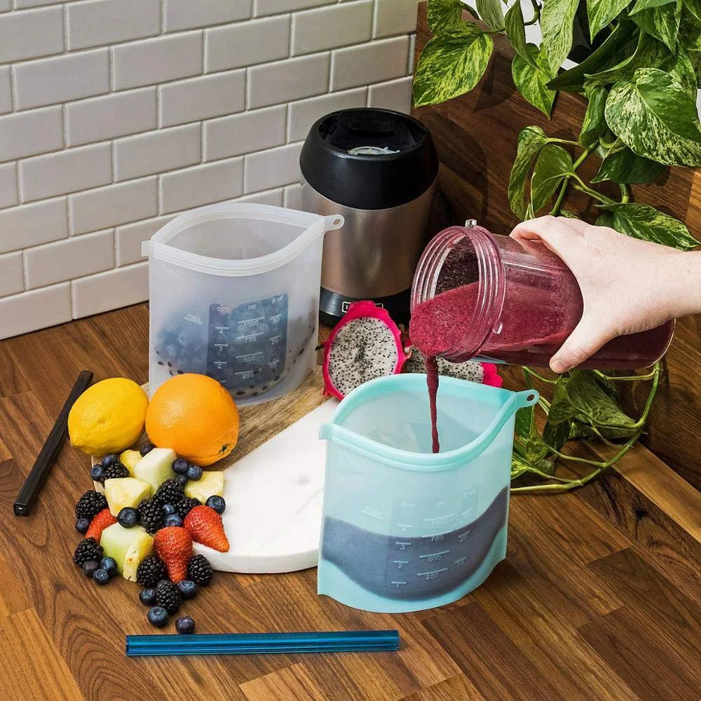 4Pcs/set Of Silicone Food Bag Reusable Fresh-keeping Bag Fruit And Vegetable Sealed Bag Leak-proof Food Storage Ziplock Bag
4Pcs/set Of Silicone Food Bag Reusable Fresh-keeping Bag Fruit And Vegetable Sealed Bag Leak-proof Food Storage Ziplock Bag