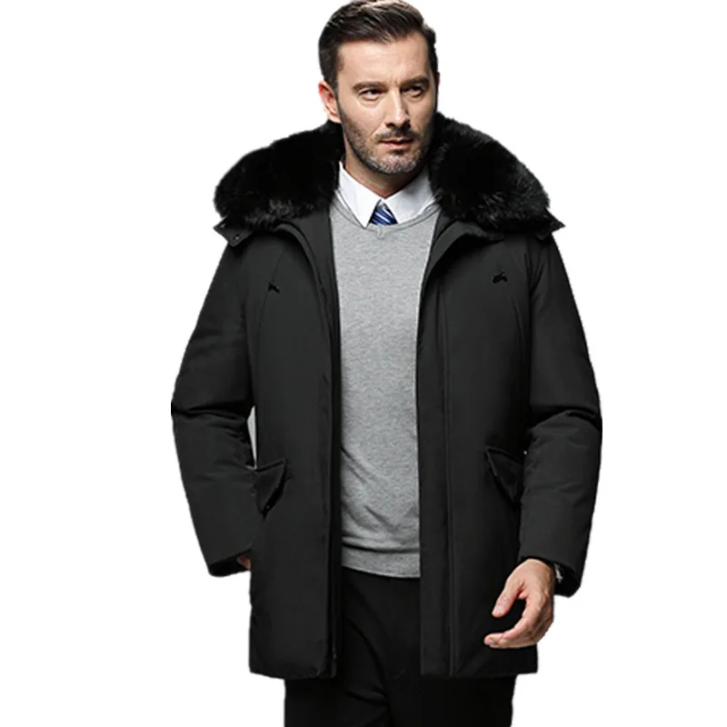 2019 Winter new hooded down jacket for men middle aged father's wear thickened warm white duck down coat for men 
2019 Winter new hooded down jacket for men middle aged father's wear thickened warm white duck down coat for men
