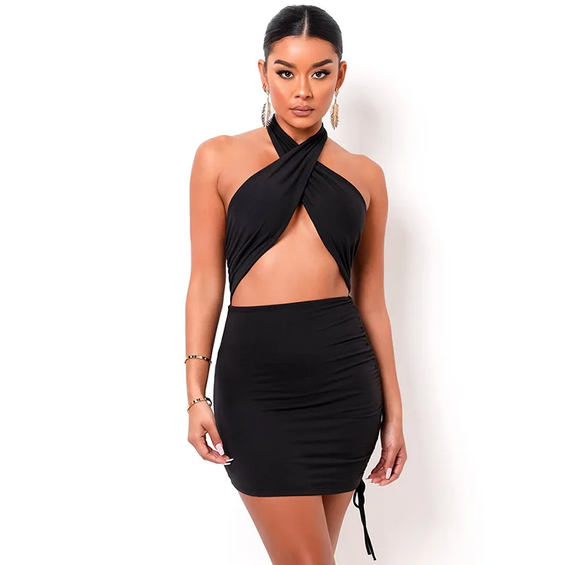Halter Hollow Women Mini Dress Fashion New Off Shoulder Elastic Backless Slim Short Dresses Package Hip Club Party Pencil Robe
Halter Hollow Women Mini Dress Fashion New Off Shoulder Elastic Backless Slim Short Dresses Package Hip Club Party Pencil Robe