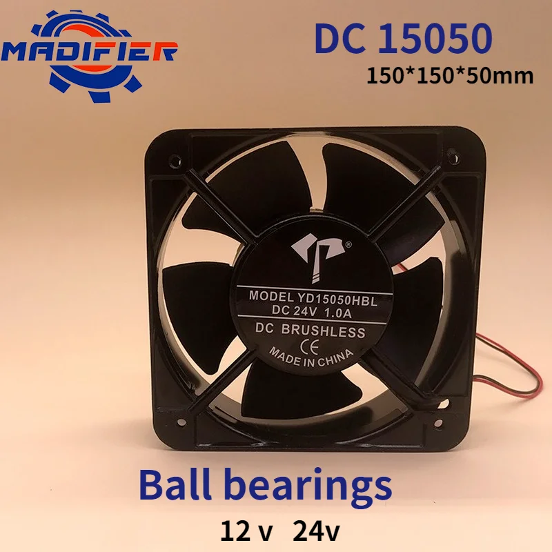 DC 15050 Fan Ball Bearing Two-Wire Three-Wire Four-Wire 12v24v Cabinet Max Airflow Rate Cooling Industrial Fan
DC 15050 Fan Ball Bearing Two-Wire Three-Wire Four-Wire 12v24v Cabinet Max Airflow Rate Cooling Industrial Fan