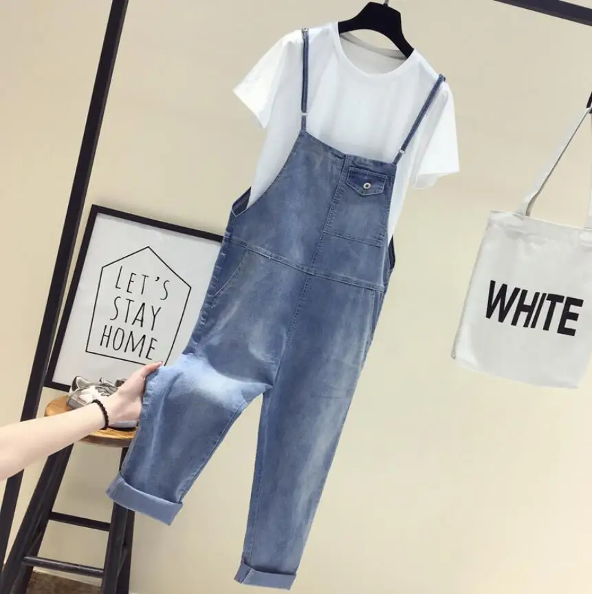 Jumpsuits Women Korean Style Solid Simple High-Waist Pocket All-match Plus Size Womens Daily Leisure Loose denim pants s618
Jumpsuits Women Korean Style Solid Simple High-Waist Pocket All-match Plus Size Womens Daily Leisure Loose denim pants s618