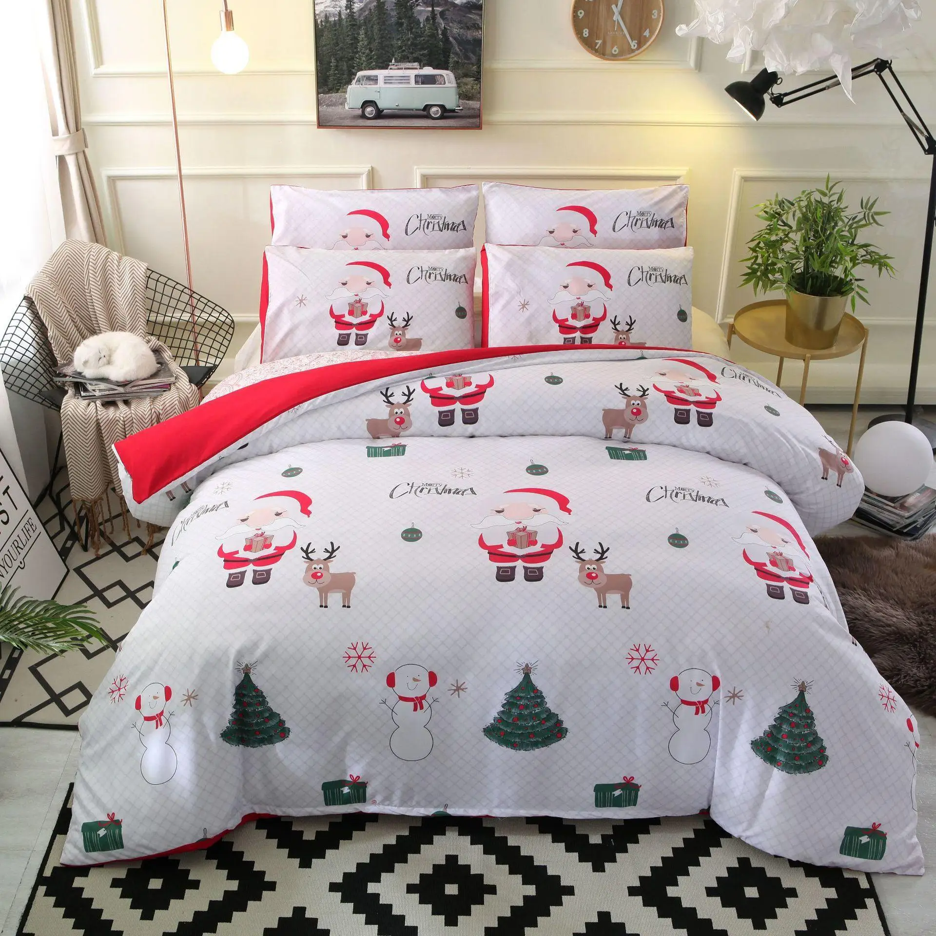 

Home textiles cartoon Christmas Bedding Set Comforter cute Bed linens set luxury duvet cover set gift for kids queen king sizes