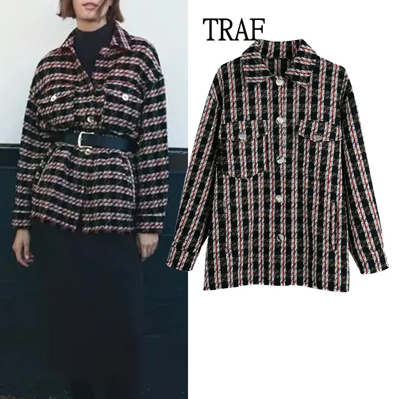TRAF Women Plaid Jacket 2021 Vintage Buttons Loose Long Sleeve Oversize Shirt Women Coat Casual Female Outerwear Chic Top
TRAF Women Plaid Jacket 2021 Vintage Buttons Loose Long Sleeve Oversize Shirt Women Coat Casual Female Outerwear Chic Top