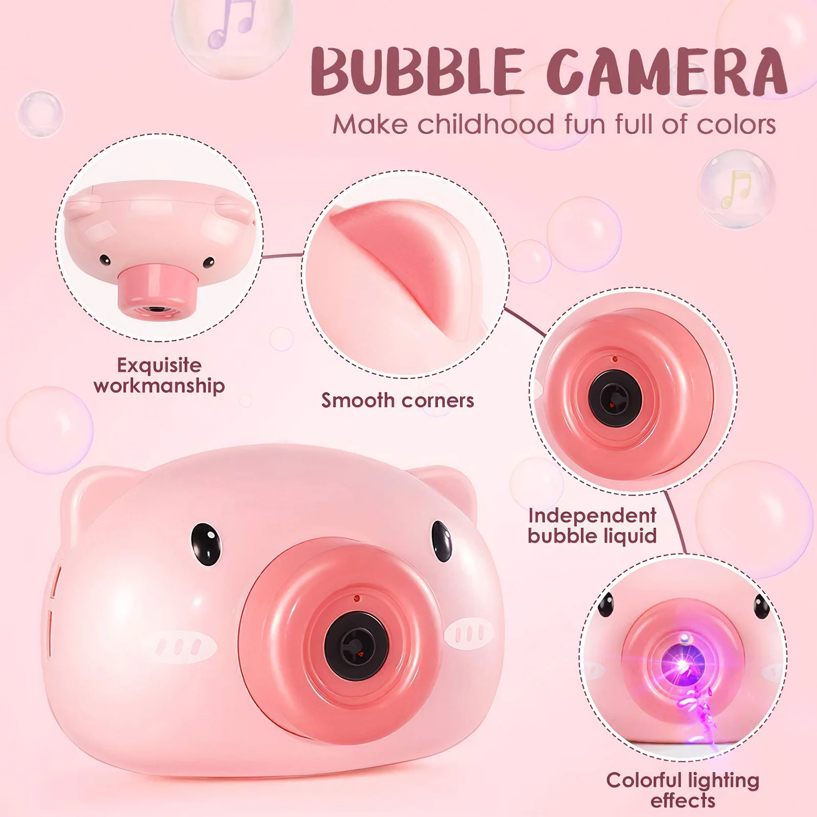 Kids Toys Cartoon Pig Camera Bubble Machine With Music Sound Outdoor Automatic Maker Gift For Bath Kids Toys Party Stuff Toys
Kids Toys Cartoon Pig Camera Bubble Machine With Music Sound Outdoor Automatic Maker Gift For Bath Kids Toys Party Stuff Toys
