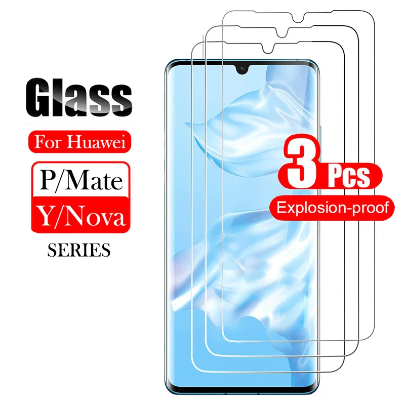 

3Pcs 9H Screen Protector Case For Huawei P40 P20 P30 Lite Psmart 2021 Y9 Nova 7SE 5 P20 Pro Protective Tempered Glass Mate 30 20