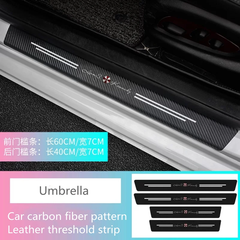 

For Motors General â€œUmbrellaâ€ Accessories 4Pcs Car Styling Threshold Door Sill Pedal Protector Carbon Fiber Stickers