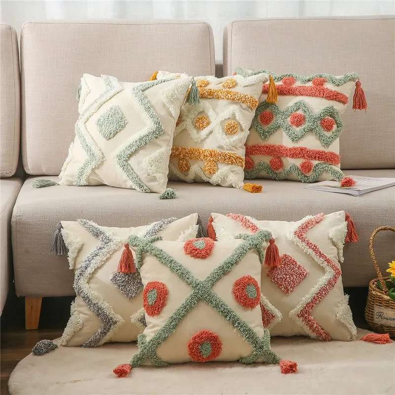 Boho Style Cushion Cover with Tassels Green Pink EmbroideryPillow Cover 45x45cm Home Decor Geometric Sofa PillowCase Pillow Sham
Boho Style Cushion Cover with Tassels Green Pink EmbroideryPillow Cover 45x45cm Home Decor Geometric Sofa PillowCase Pillow Sham