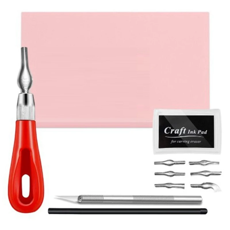 Rubber Stamp Making Kit,Rubber Carving Block Linoleum Cutter Set Rubber Stamp Craft Ink Pad For DIY Stamp Carving Craft
Rubber Stamp Making Kit,Rubber Carving Block Linoleum Cutter Set Rubber Stamp Craft Ink Pad For DIY Stamp Carving Craft
