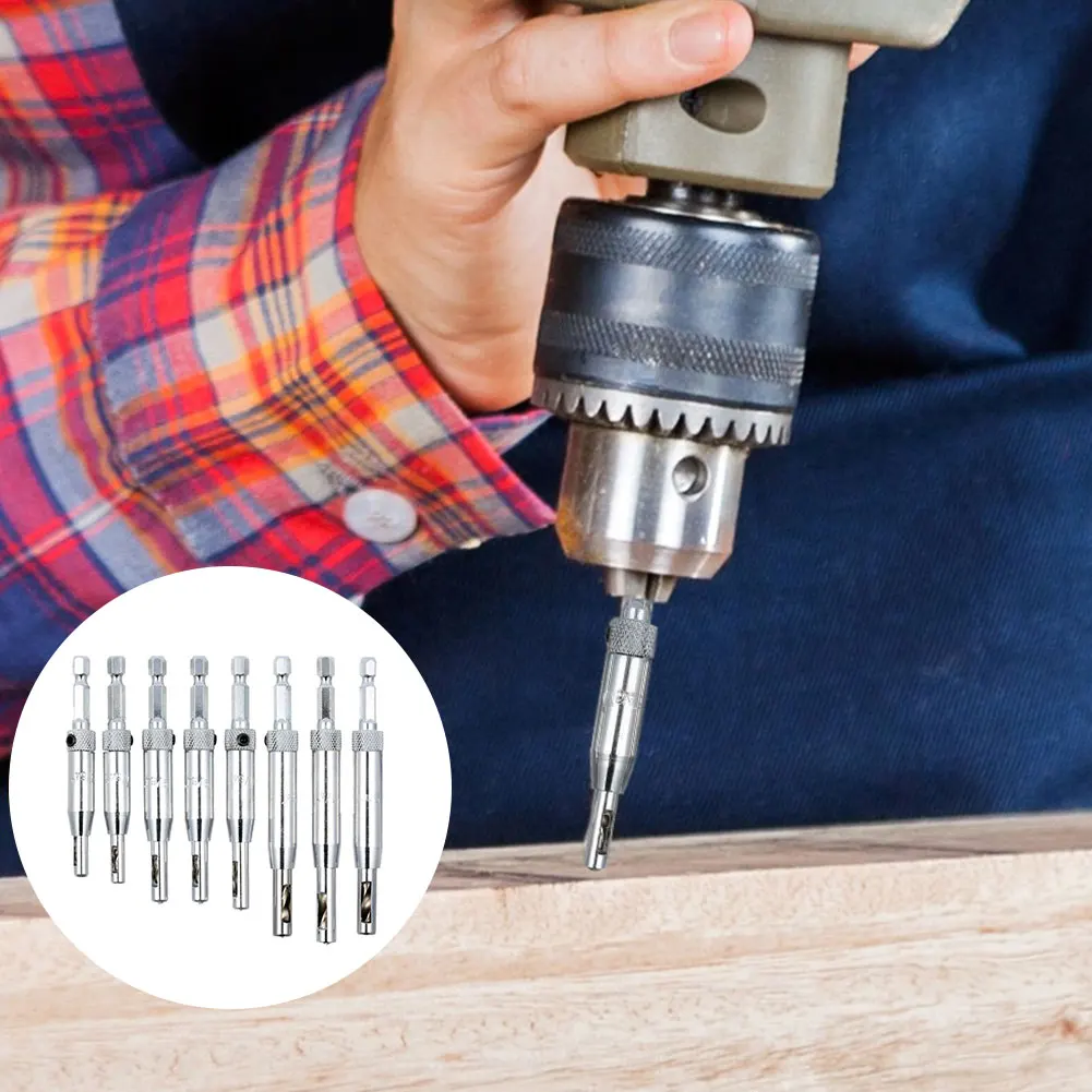 8PCS Center Drill Bit Kit Self Centering Hinge Tapper Tools For Woodworking Window Metal Core Hole Puncher Hardware Silver
8PCS Center Drill Bit Kit Self Centering Hinge Tapper Tools For Woodworking Window Metal Core Hole Puncher Hardware Silver