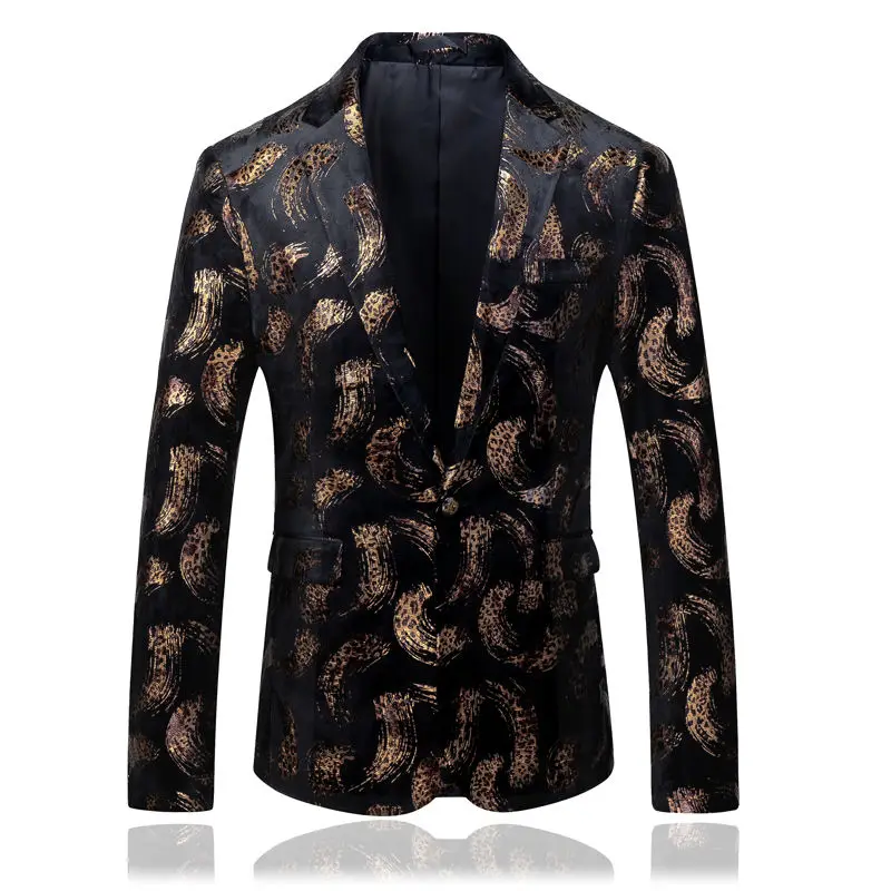 Black Gold Leopard Print Tuxedo Jacket Luxury Shinny Prom Blazer Stage Costumes For Singers Blazer Hombre Groom Wedding Suit
Black Gold Leopard Print Tuxedo Jacket Luxury Shinny Prom Blazer Stage Costumes For Singers Blazer Hombre Groom Wedding Suit