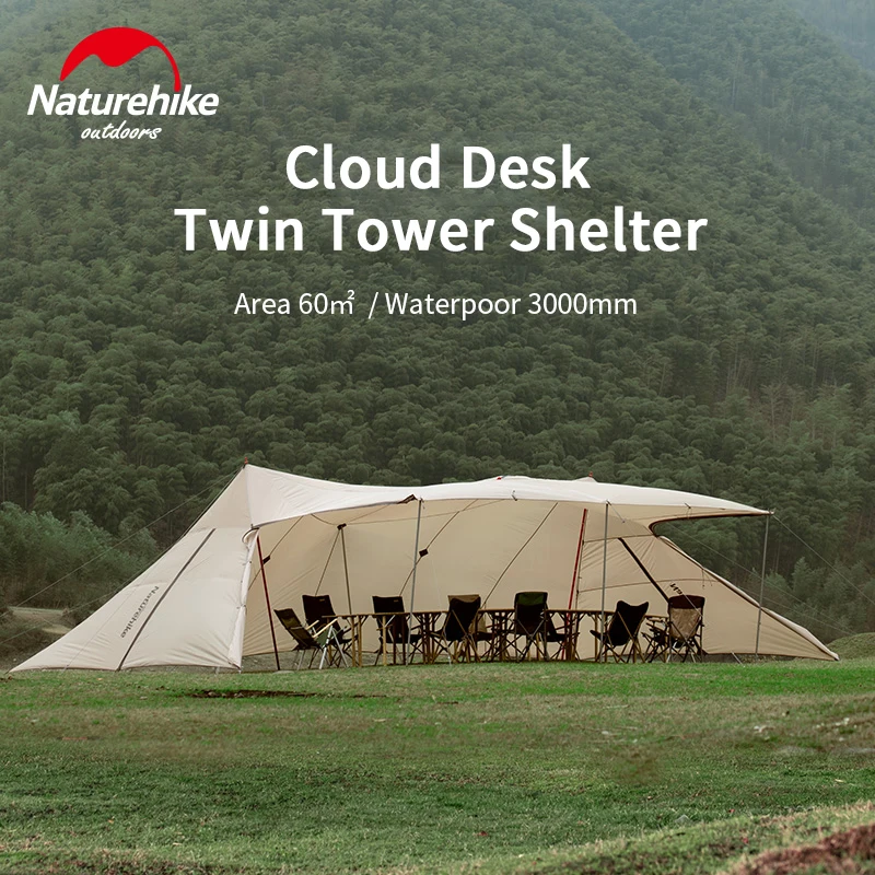 Naturehike Clouddesk Super Big Sun Shelter 20-30 Persons Camping Tent 150D Rainproof Sunshade Tent 60 Camping Tent Canopy