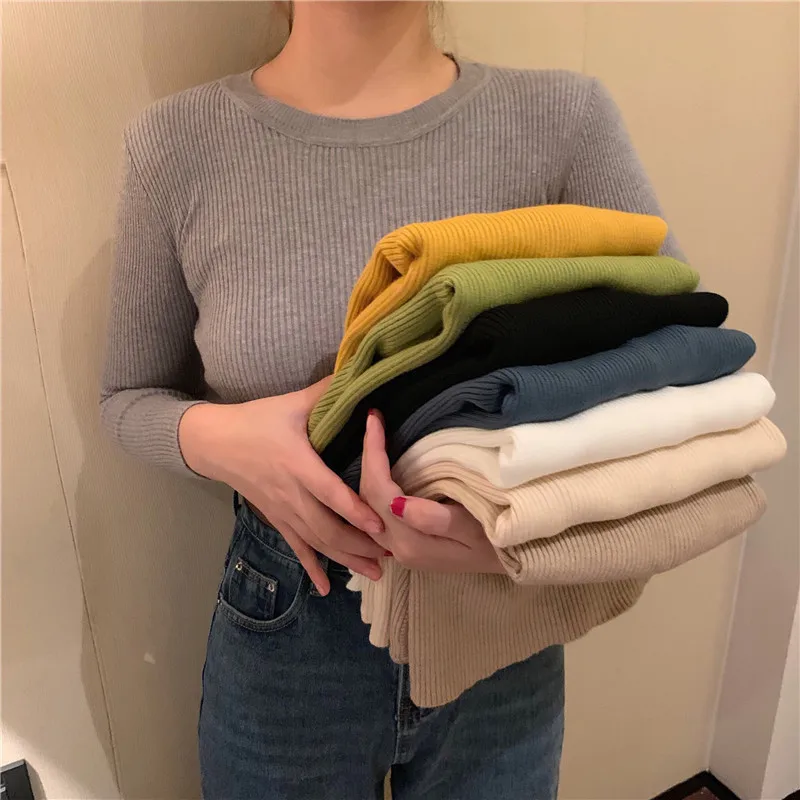 Chic casual Autumn Winter Basic Sweater pullovers Women O-neck Solid Knit Slim Pullover female Long Sleeve warm Khaki Sweater
Chic casual Autumn Winter Basic Sweater pullovers Women O-neck Solid Knit Slim Pullover female Long Sleeve warm Khaki Sweater