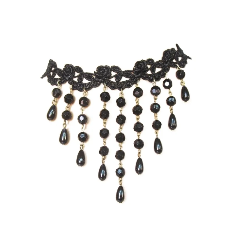 Clavicle Chain Black Lace Tassel Necklace Prom Dress Female Accessories Black Popular Hand Beaded Necklace
Clavicle Chain Black Lace Tassel Necklace Prom Dress Female Accessories Black Popular Hand Beaded Necklace