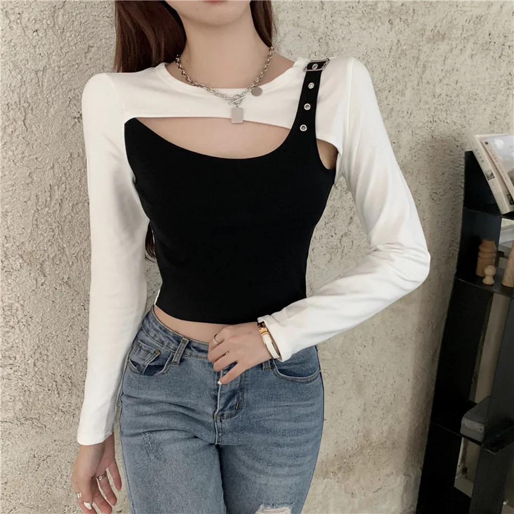 2021 Autumn Vintage Fashion Personality Hollow Strapless Color Matching Irregular Slim T-Shirt Bottoming Shirt Tops Women Winter
2021 Autumn Vintage Fashion Personality Hollow Strapless Color Matching Irregular Slim T-Shirt Bottoming Shirt Tops Women Winter