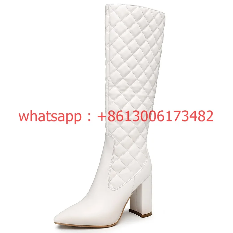 elegant woman white black Rhombus Check knee high Boots Thick High Heel Pointed toe woman Rider Boot chunky heel woman knee boot
elegant woman white black Rhombus Check knee high Boots Thick High Heel Pointed toe woman Rider Boot chunky heel woman knee boot