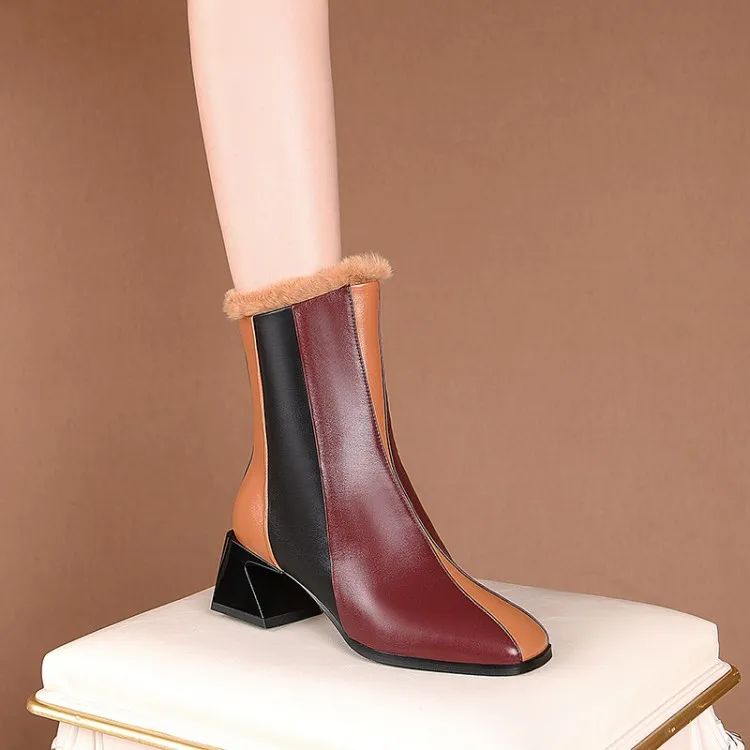 MLJUESE 2021 women ankle boots Cow leather Winter short plush mixed colors square toe high heels female ankle boots size 40
MLJUESE 2021 women ankle boots Cow leather Winter short plush mixed colors square toe high heels female ankle boots size 40